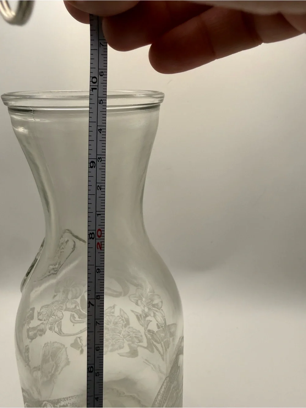 Vintage etched Floral Glass Carafe